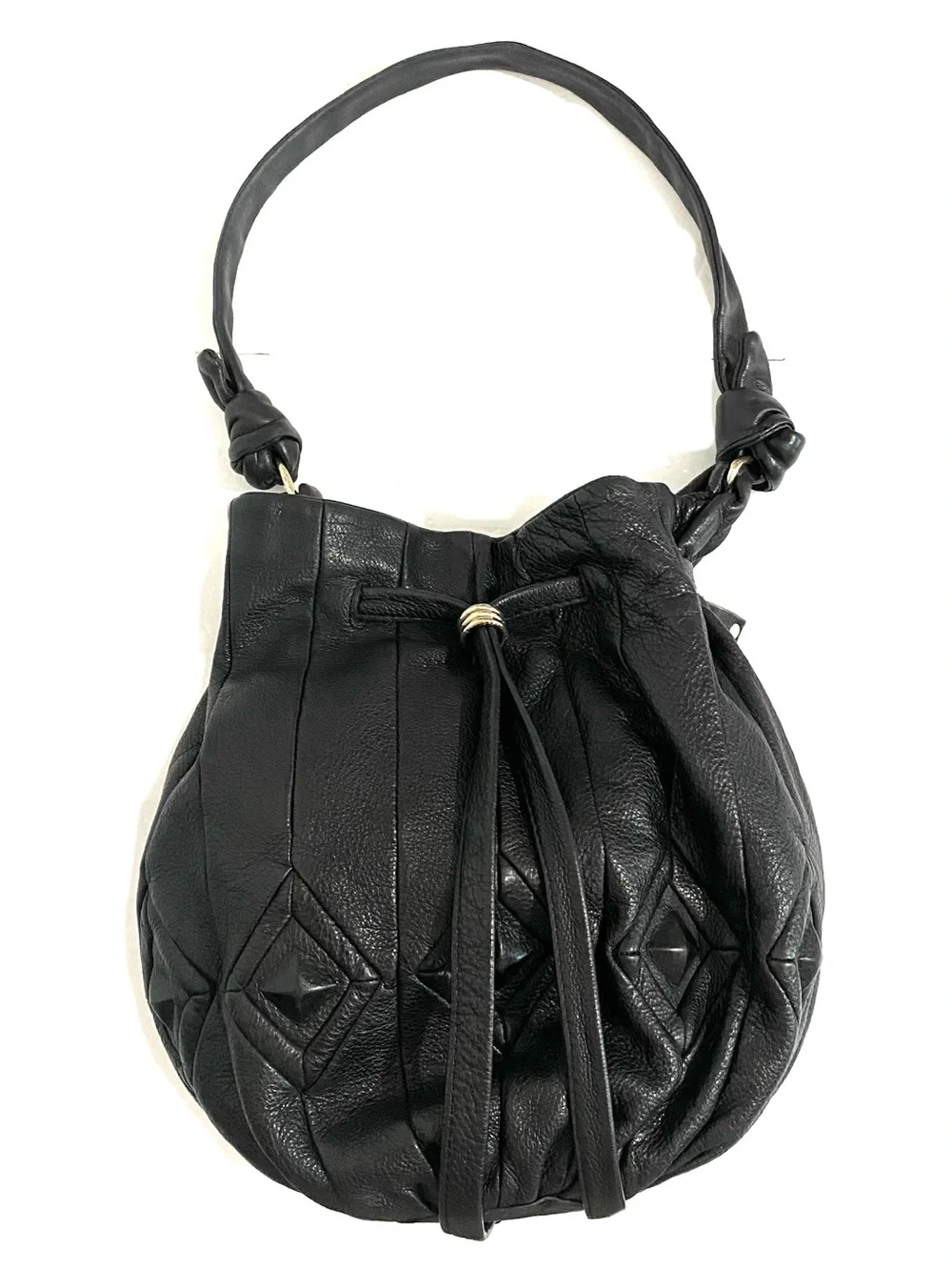 Vintage 90s Black Leather Hobo Shoulder Bag Elliott Luca Boho Southwestern Cinch